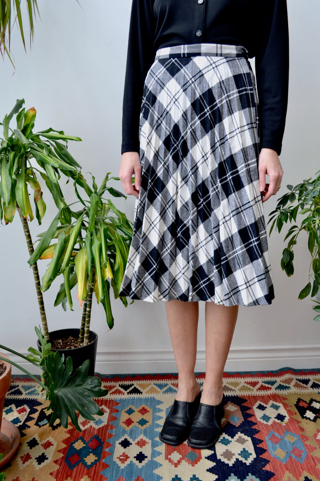 Seventies Plaid Pleated Skirt