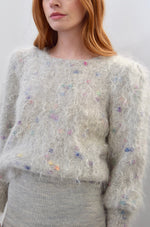 Grey Confetti Mohair Puff Sweater