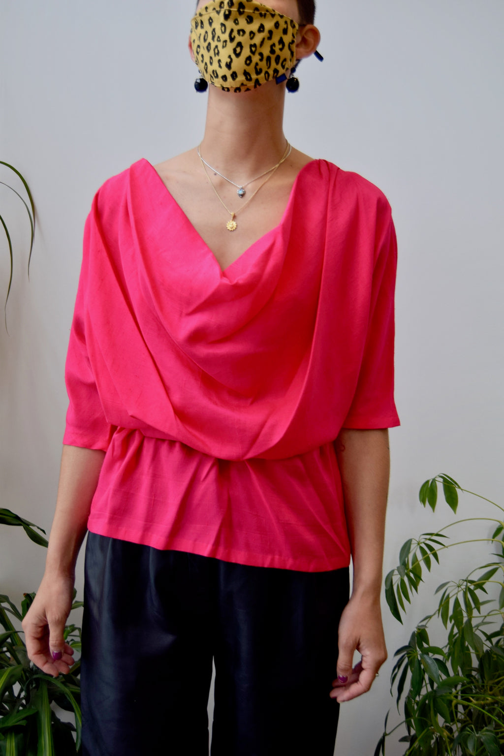 Flamingo Silk Belted Blouse