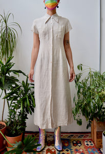 Nineties Striped Linen Dress