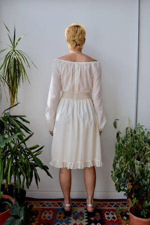 Seventies Cream Peasant Dress