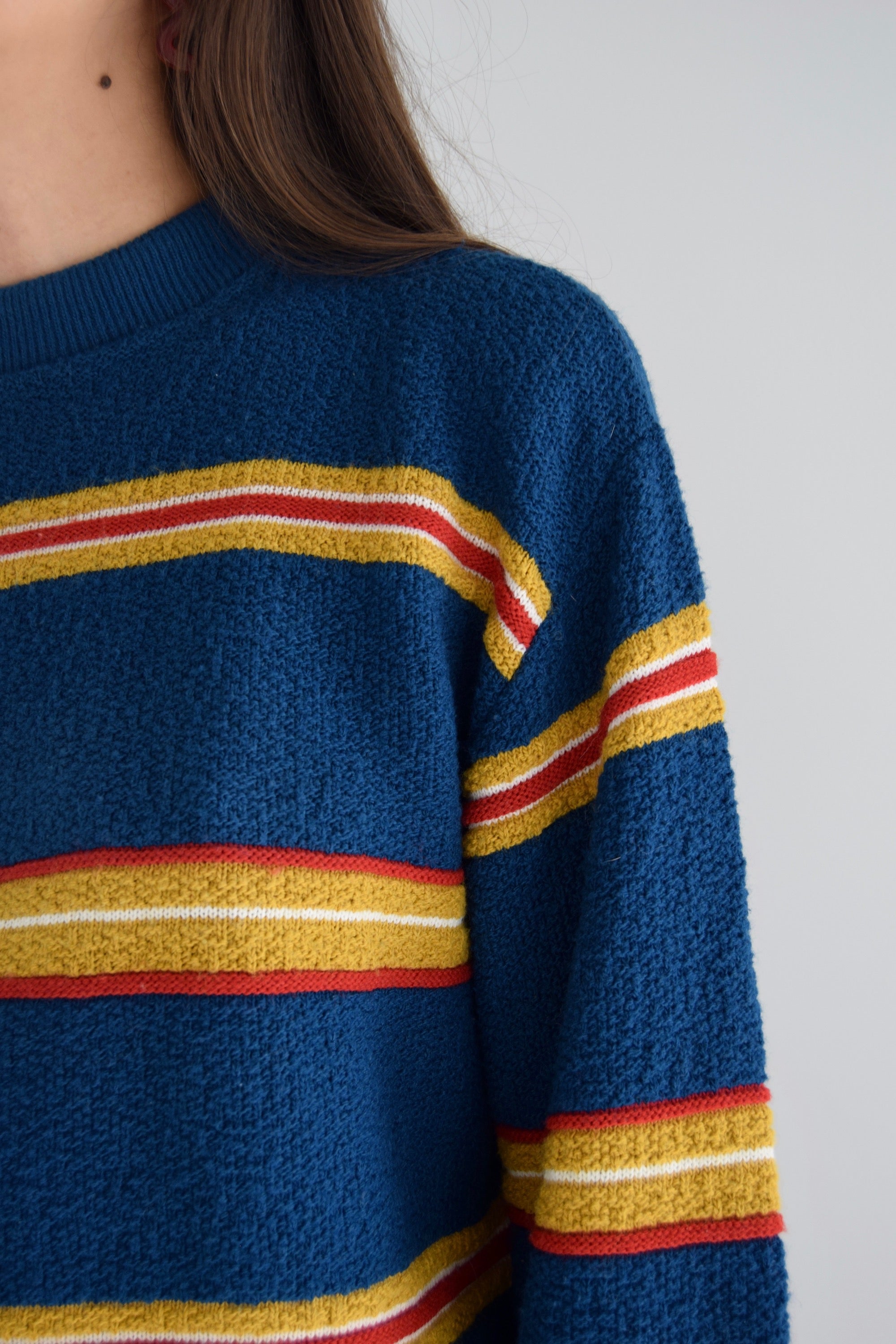 Vintage Primary Colour Horizontal Striped Sweater