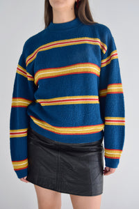 Vintage Primary Colour Horizontal Striped Sweater