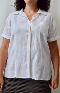 Crisp White Linen Top