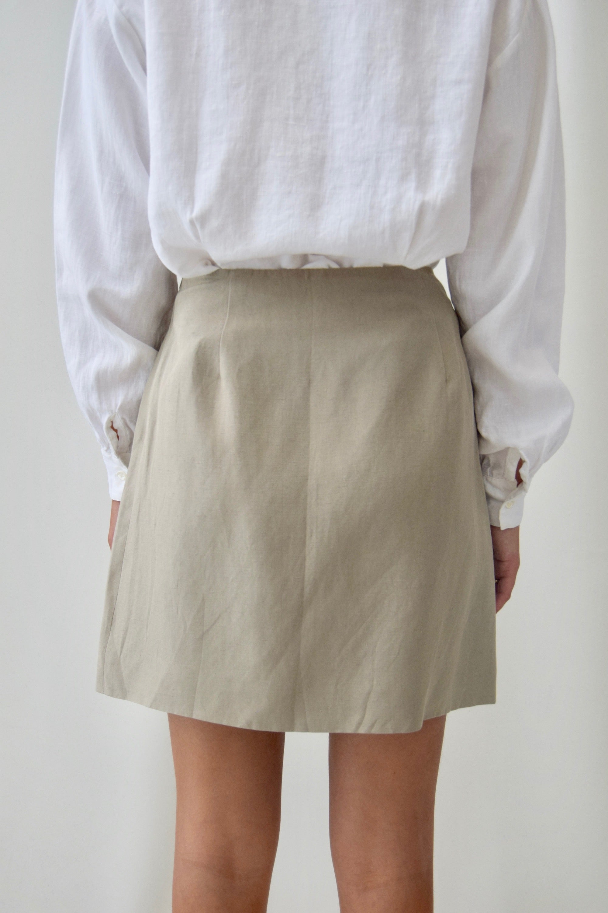 Silk and Linen Neutral Mini Skirt