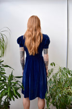 Forties Royal Blue Velvet Dress