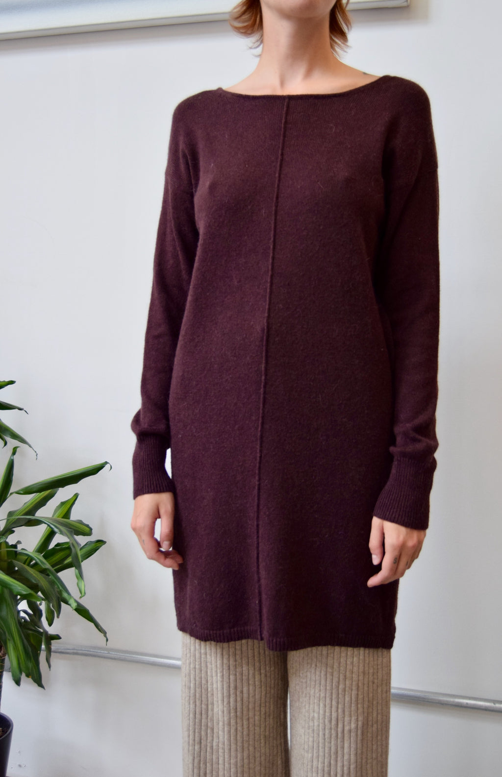 Plum Alpaca Blend Sweater Dress