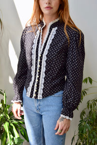 Seventies Antique Inspired Calico Blouse