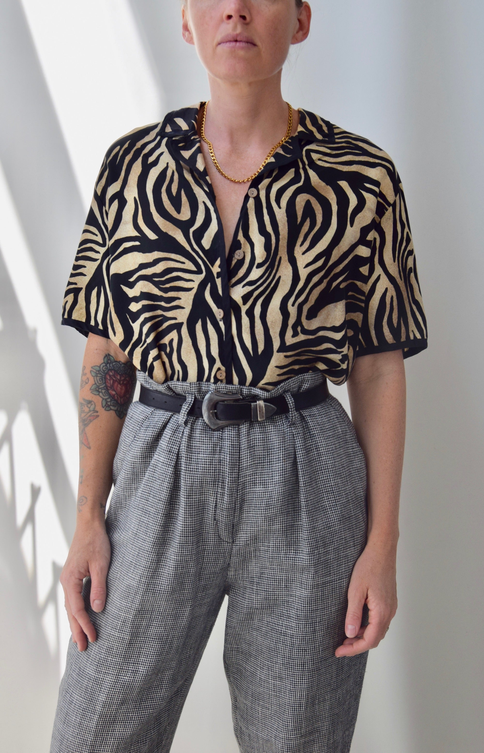 Sandy Silk Zebra Top