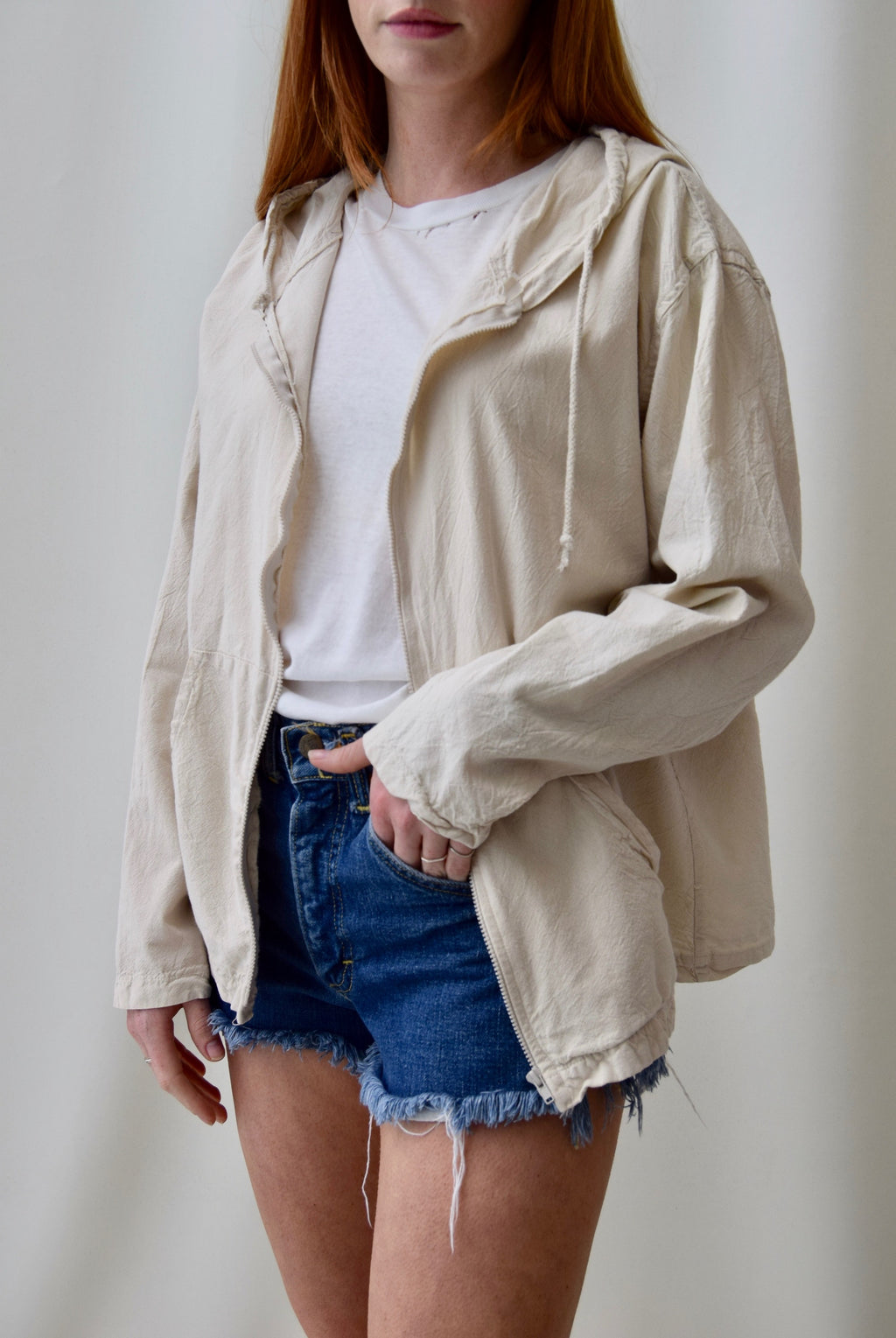 Buttermilk Crinkled Cotton Spring Jacket