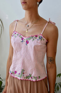 Embroidered Pink Tank Top