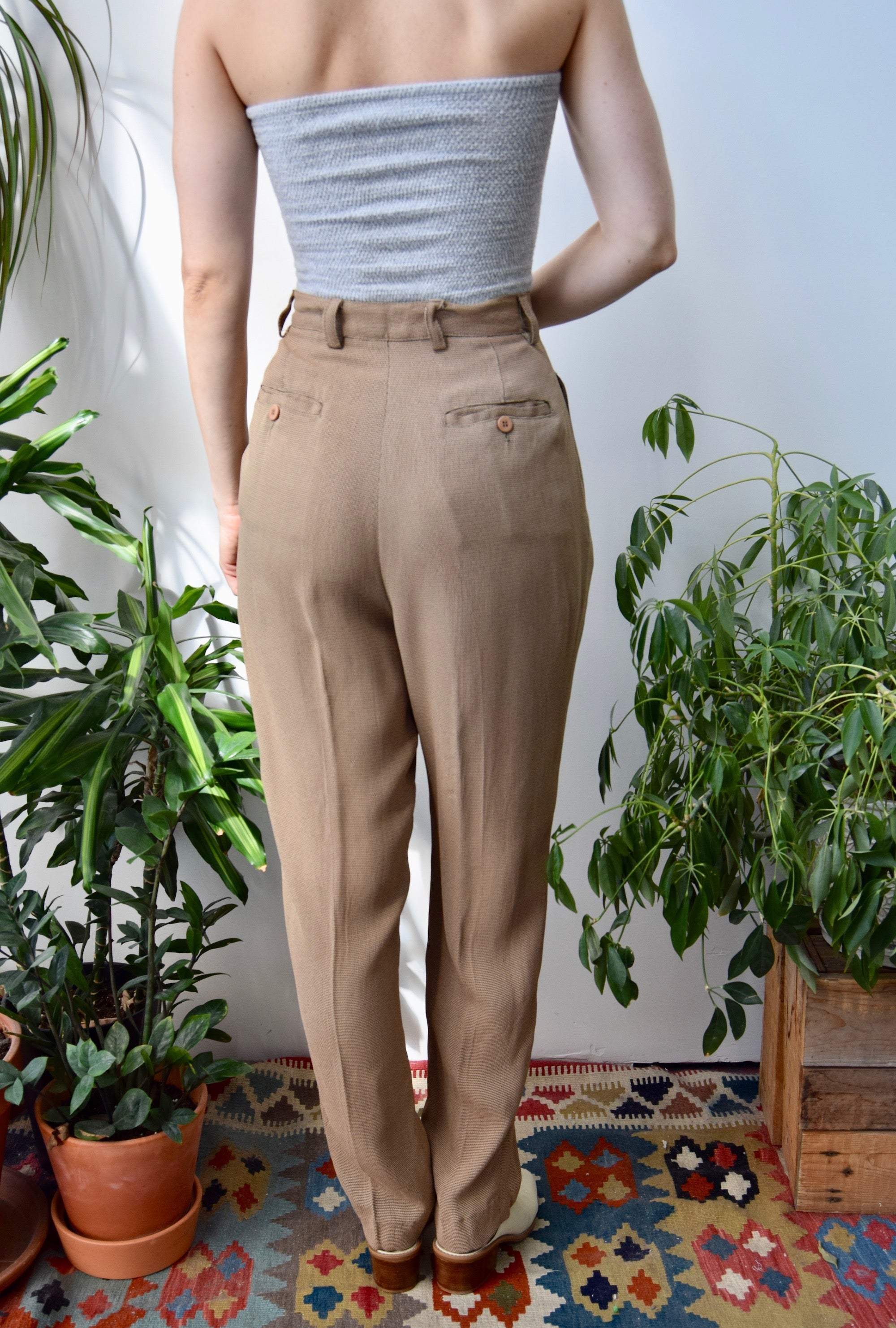 Two Tone Brown Rayon Trousers