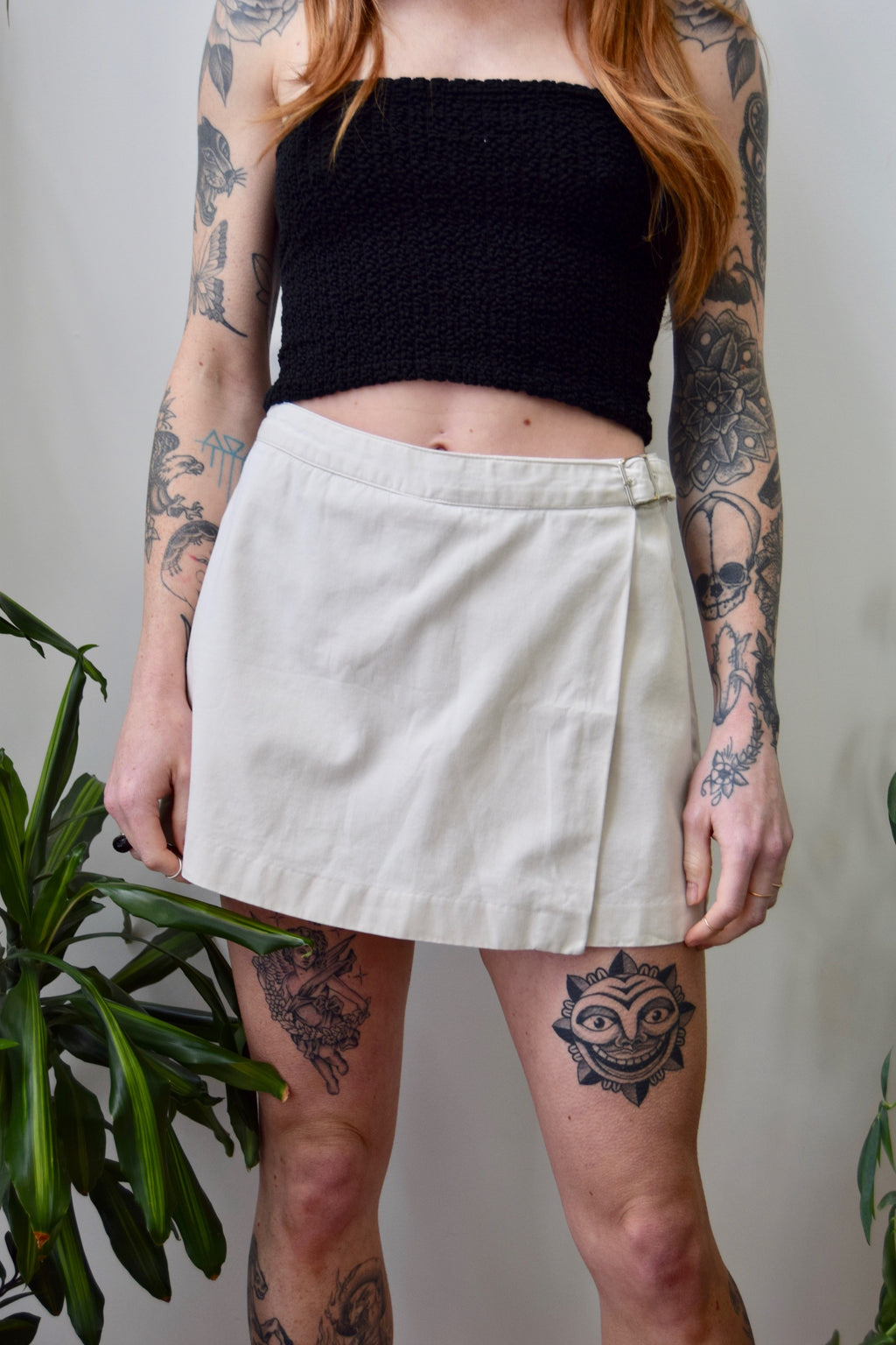 Khaki Cotton Skort