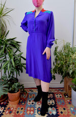 Eighties Colour Block Silk Dress
