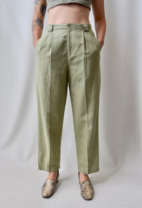 Pistachio Linen Blend Trousers