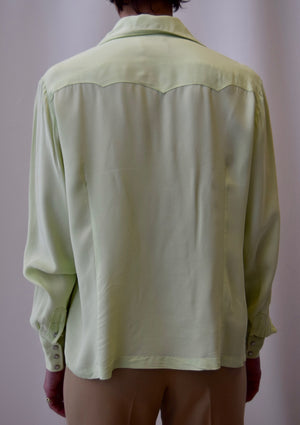 Vintage Panhandle Slim Mint Green Rayon Western Button Up
