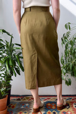 Mossy Linen Midi Skirt