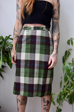 Vintage Plaid Wool Pencil Skirt