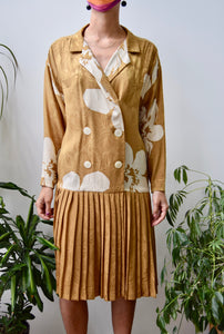 Eighties Mustard Silk Dress