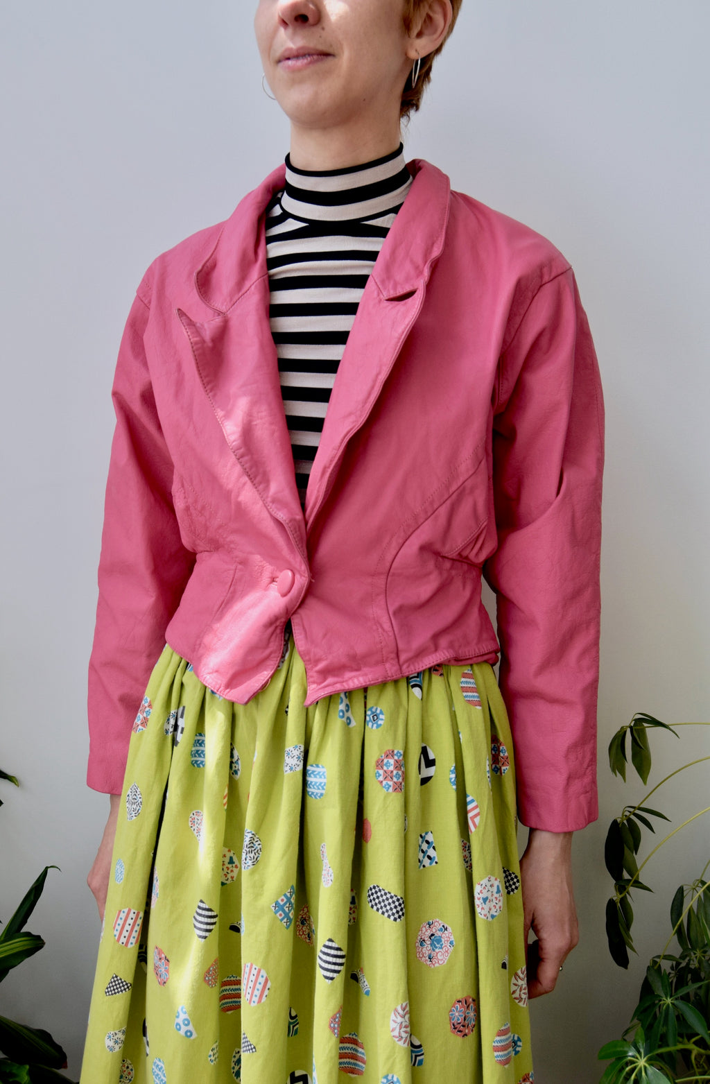 Pink Eighties Leather Mini Jacket