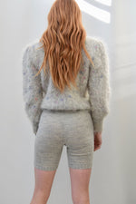 Grey Confetti Mohair Puff Sweater