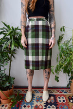 Vintage Plaid Wool Pencil Skirt