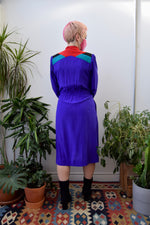 Eighties Colour Block Silk Dress