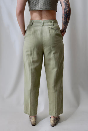 Pistachio Linen Blend Trousers