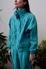 Teal Silk Track Suit