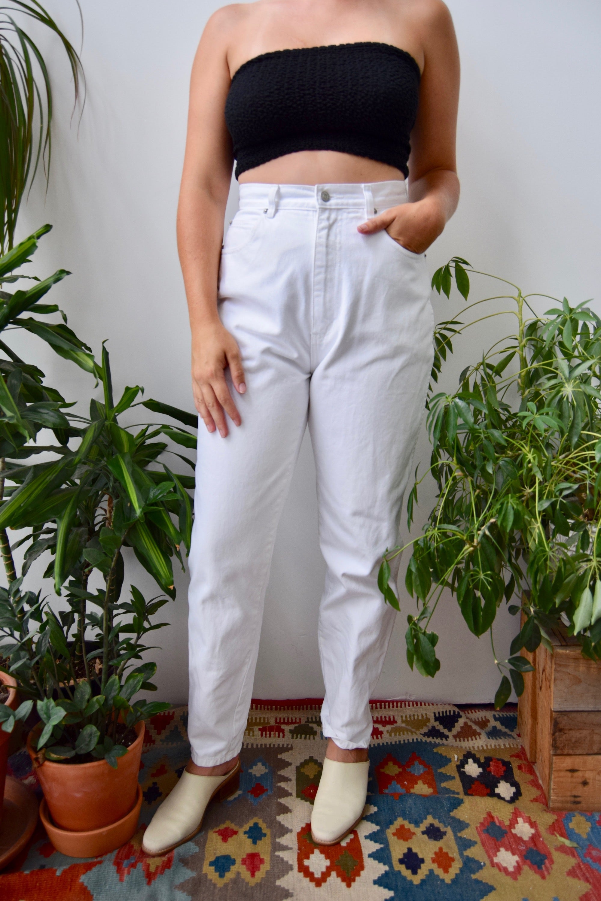 Jordache White Denim Mom Jeans - Main Image