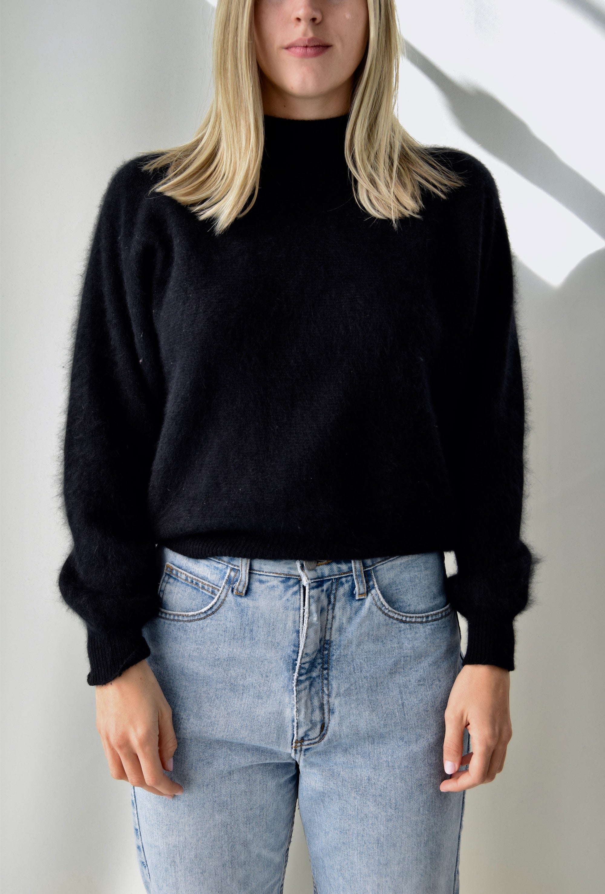 Mock Neck Angora Blend Sweater