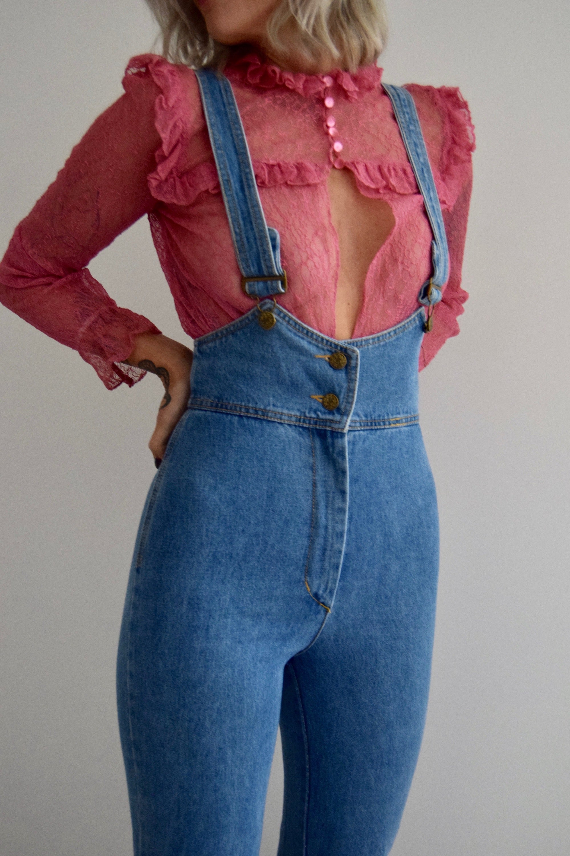 Vintage Frederick's of Hollywood High Waisted Denim Overalls