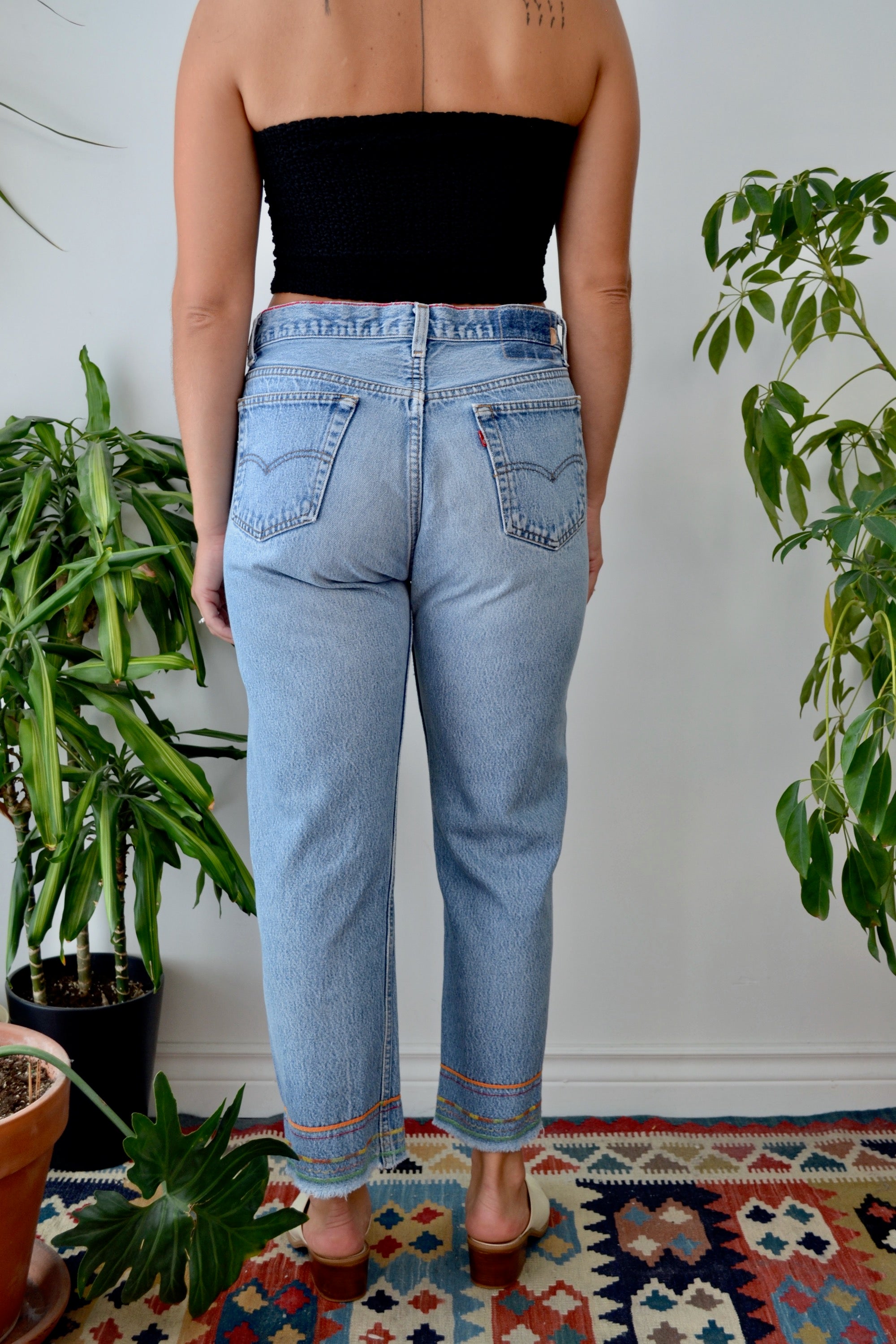 Levis 501 Embroidered Jeans