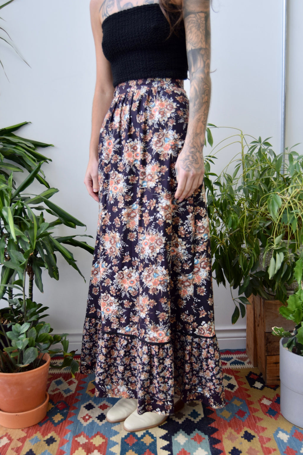 Seventies Ruffle Maxi Skirt