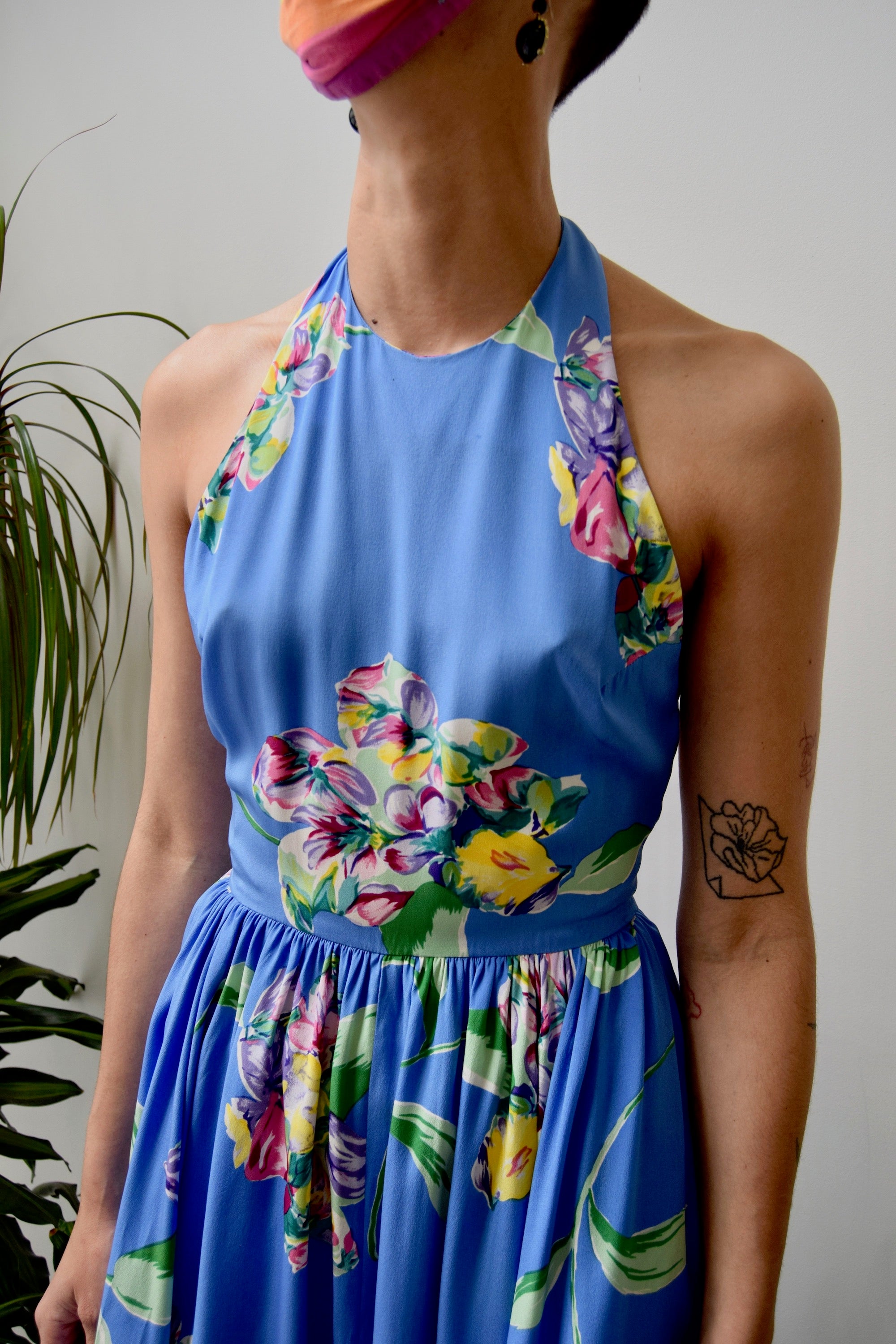 Ralph Lauren Bouquet Silk Halter Dress