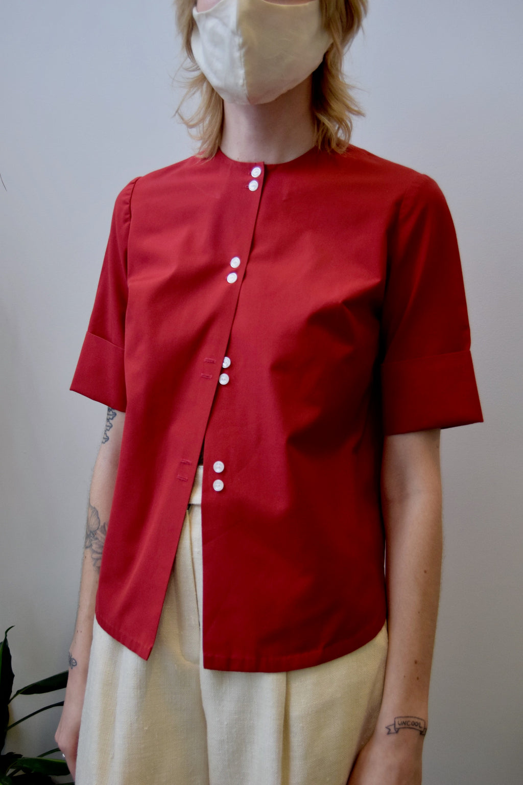 Vintage Crimson Red Blouse