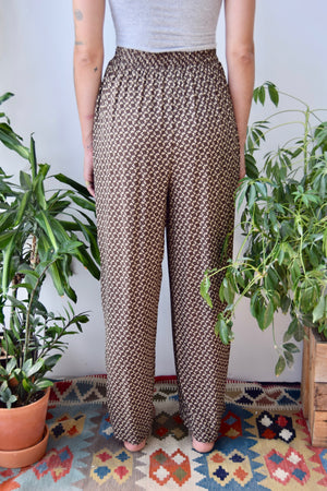 Brown Floral Rayon Trousers