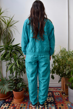 Teal Silk Track Suit