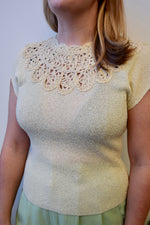 Cream Rhinestone Knit Top