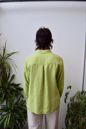 Lime Linen Button Up