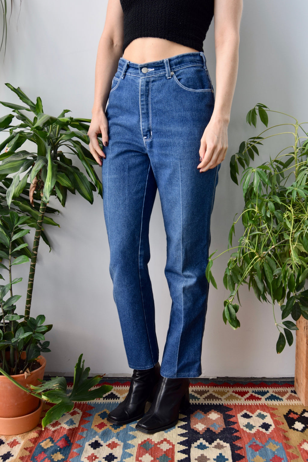Eighties Pleated Bootcut Jeans