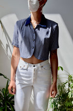 Navy Gingham Crop Top