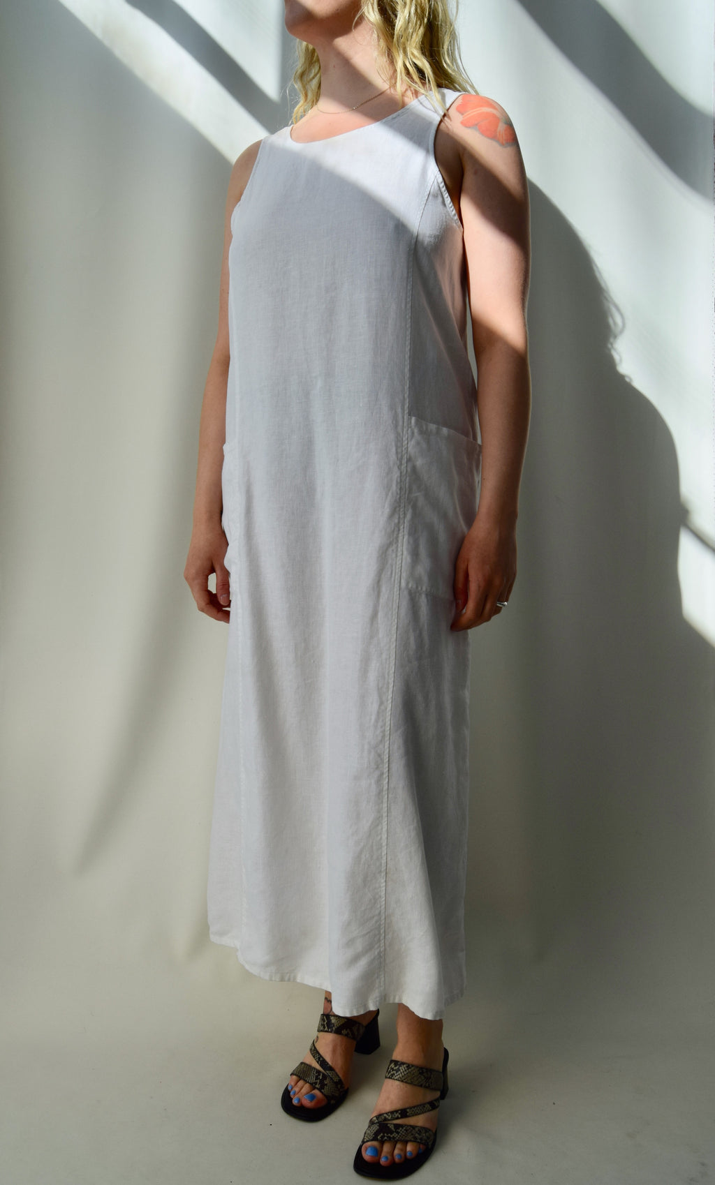 Crisp White Linen Maxi Dress