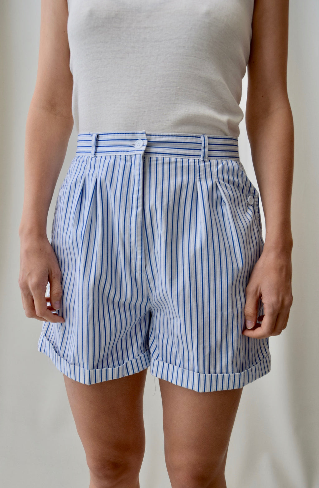 Cotton Striped Trouser Shorts