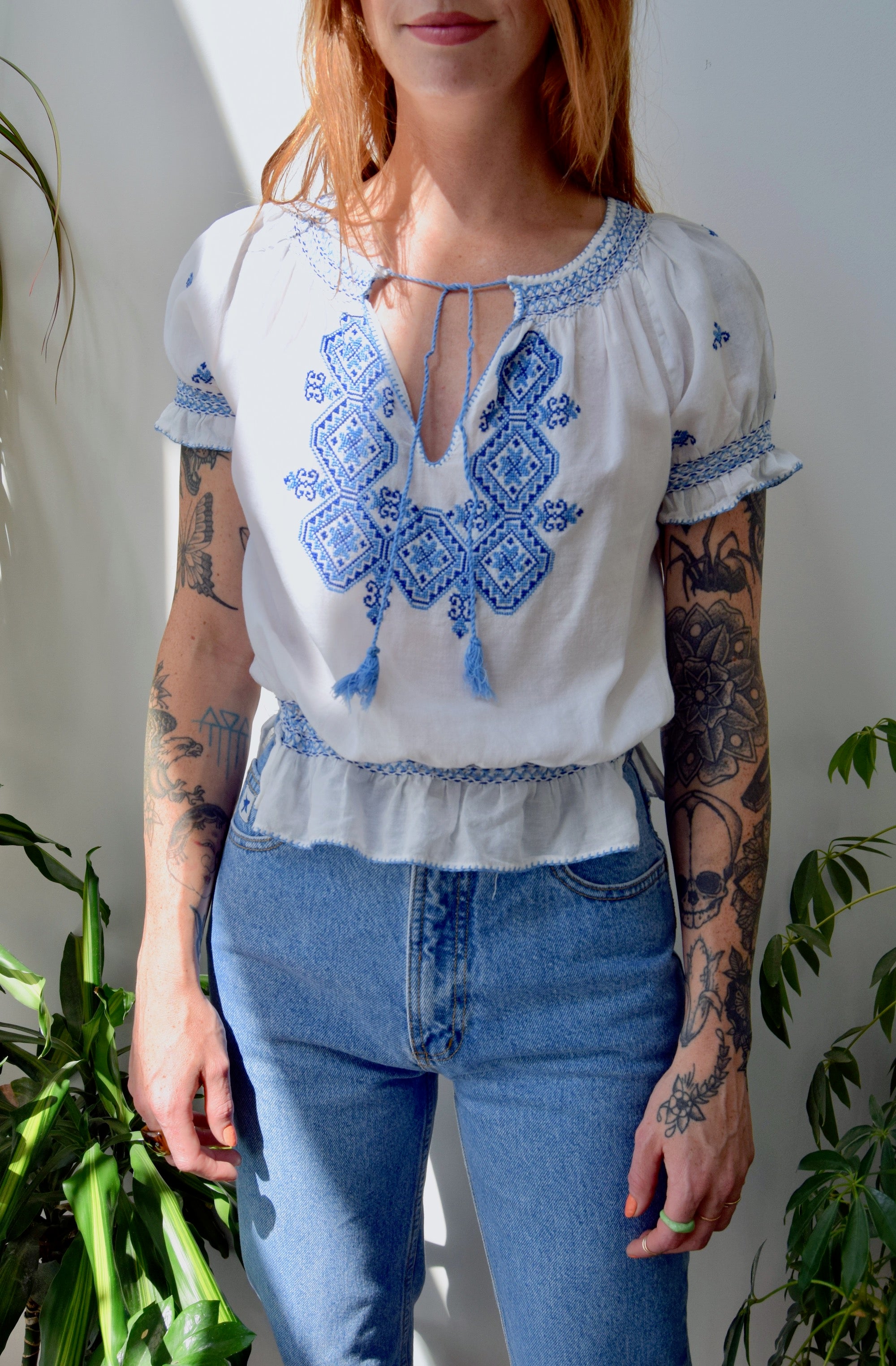 Vintage Embroidered Peasant Blouse