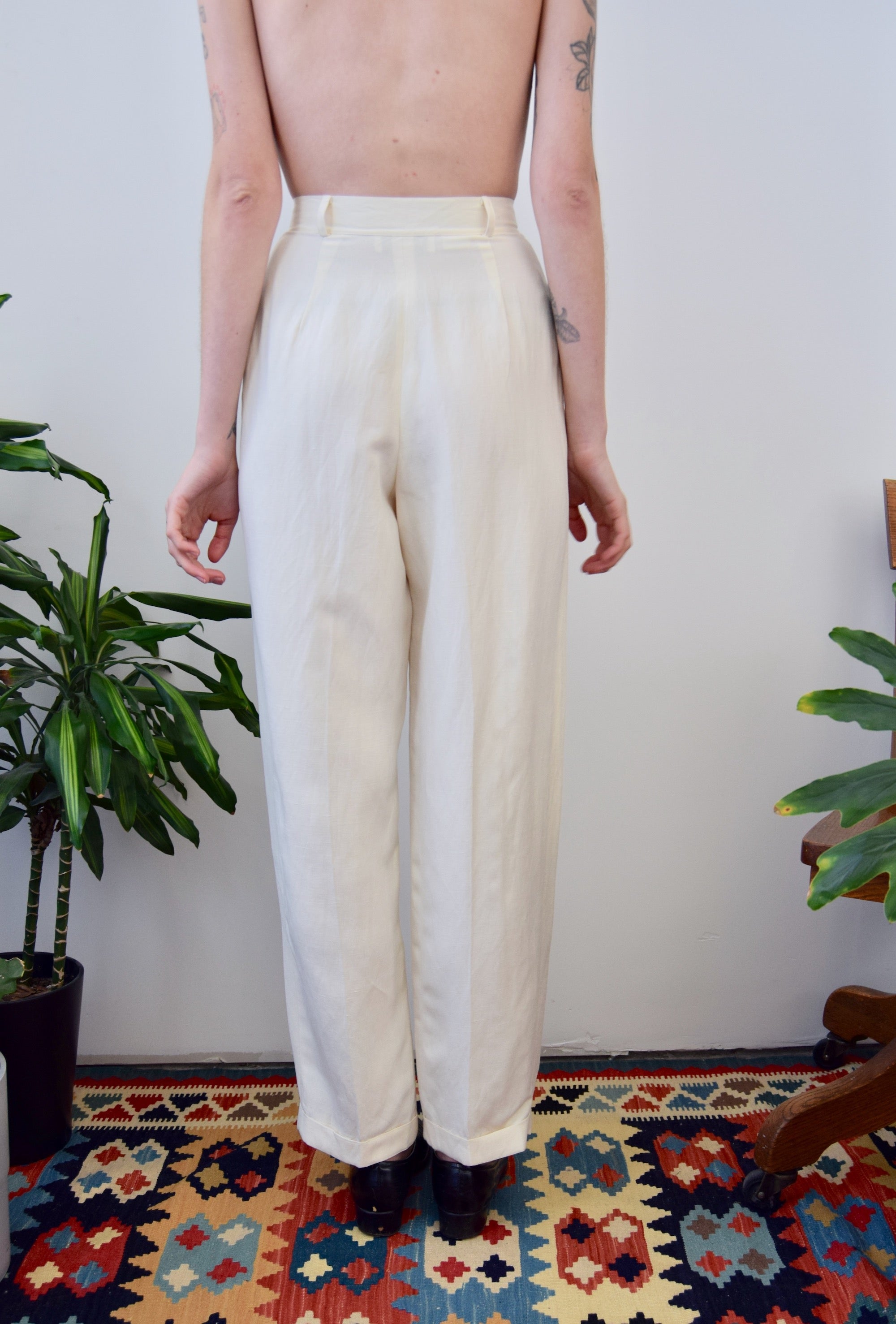 Silk & Linen Cream Pants