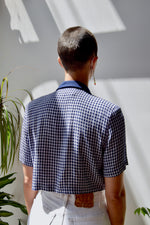 Navy Gingham Crop Top