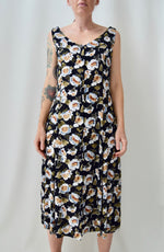 Black Rayon Floral Dress