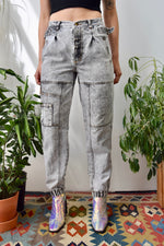 Grey Acid Wash Cargo Jeans