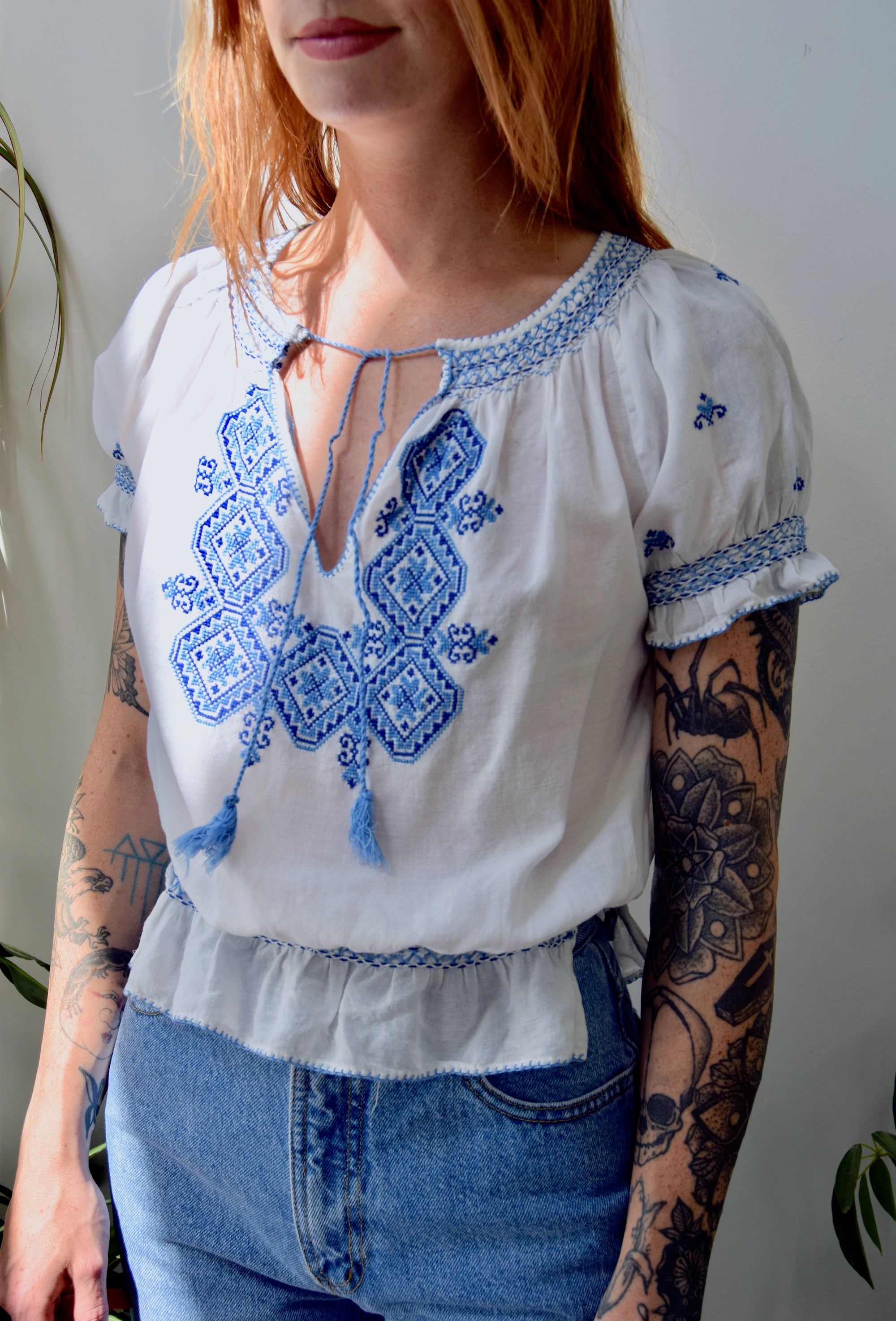 Vintage Embroidered Peasant Blouse